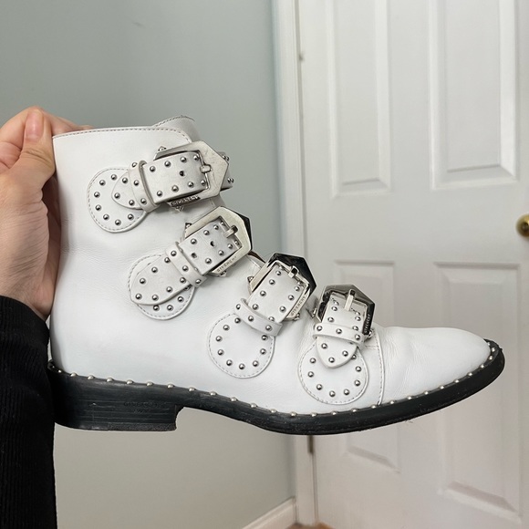 Givenchy White Leather Studded Boots - Picture 1 of 2
